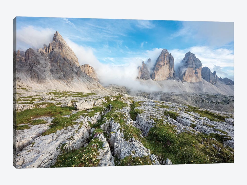 Cloud Swirls Around Monte Paterno And Tre Cime Di Lavaredo, Sexten Dolomites, Italy by Gareth McCormack 1-piece Canvas Artwork