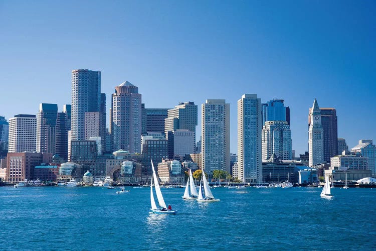 Downtown Boston From The Harbour, Massachusetts, USA