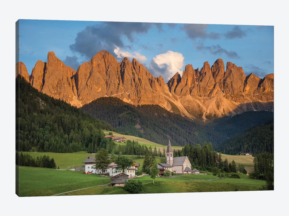 Evening Light On The Dolomites Above St Magdalena, Val Di Funes, South Tyrol, Italy by Gareth McCormack 1-piece Art Print