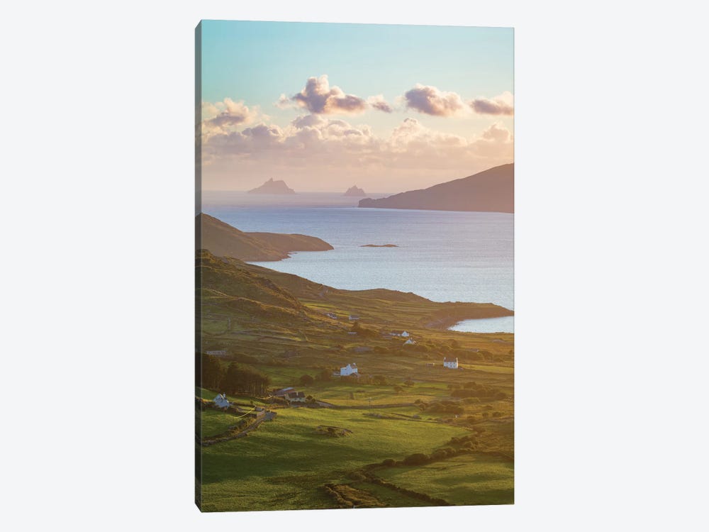 Evening Light Over Fields And Skellig Islands From Ballinskelligs Bay I, County Kerry, Ireland by Gareth McCormack 1-piece Canvas Wall Art