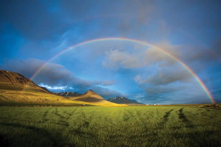 Evening Rainbow Over The Heradsvotn Valley, Iceland