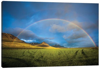 Evening Rainbow Over The Heradsvotn Valley, Iceland Canvas Art Print - Gareth McCormack