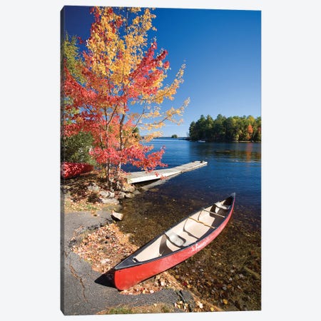 Fall Colors And Canoe, Maine, New England, USA Canvas Print #GAR151} by Gareth McCormack Art Print