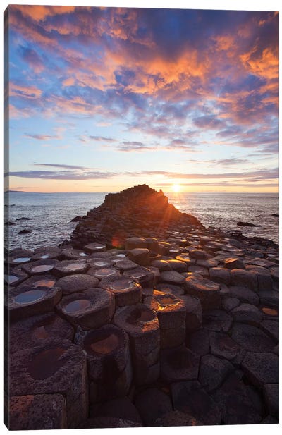 Mid-Summer Sunset II, Giant's Causeway, Co Antrim, Northern Ireland Canvas Art Print - Beach Sunrise & Sunset Art