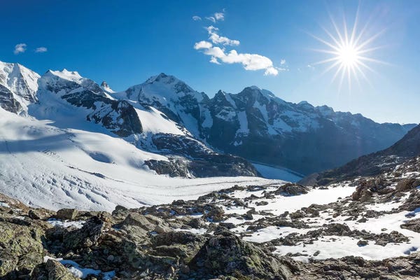 Switzerland: Piz Palu And Piz Bernina From Diavolezza, Berniner Alps, Graubunden, Switzerland by Gareth McCormack