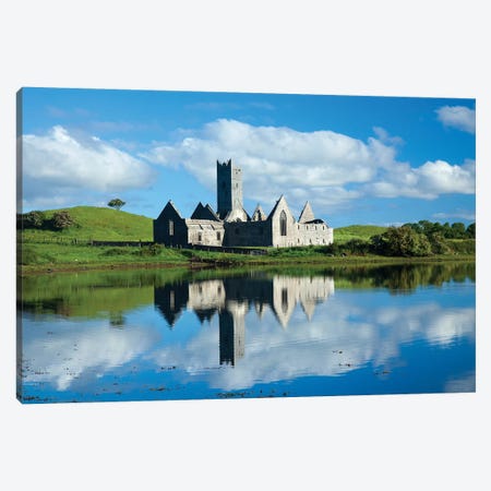 Reflection Of Rosserk Abbey In The River Moy I, County Mayo, Ireland Canvas Print #GAR173} by Gareth McCormack Art Print