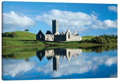 Reflection Of Rosserk Abbey In The River Moy I, County Mayo, Ireland Canvas Art Print - Gareth McCormack