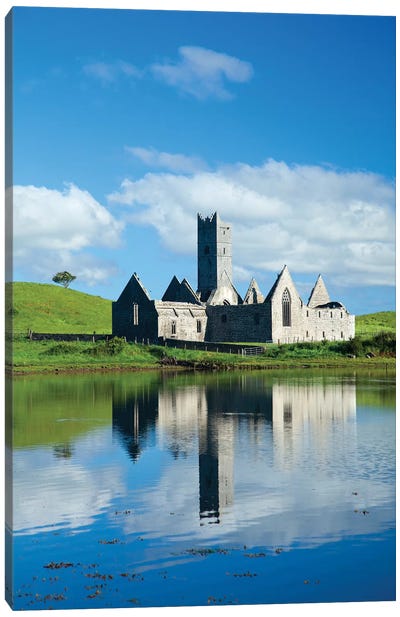 Reflection Of Rosserk Abbey In The River Moy II, County Mayo, Ireland Canvas Art Print - Gareth McCormack