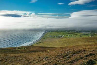 Sea Fog Rolling In Over Dookinelly And Keel, Achill Island, County Mayo, Ireland by Gareth McCormack canvas print