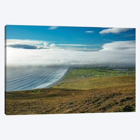 Sea Fog Rolling In Over Dookinelly And Keel, Achill Island, County Mayo, Ireland Canvas Print #GAR178} by Gareth McCormack Canvas Art Print