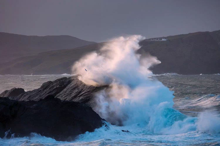 Storm Waves Beneath Clare Island Lighthouse, Achill Island, County Mayo, Ireland