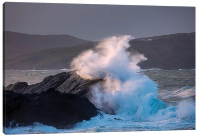 Storm Waves Beneath Clare Island Lighthouse, Achill Island, County Mayo, Ireland Canvas Art Print