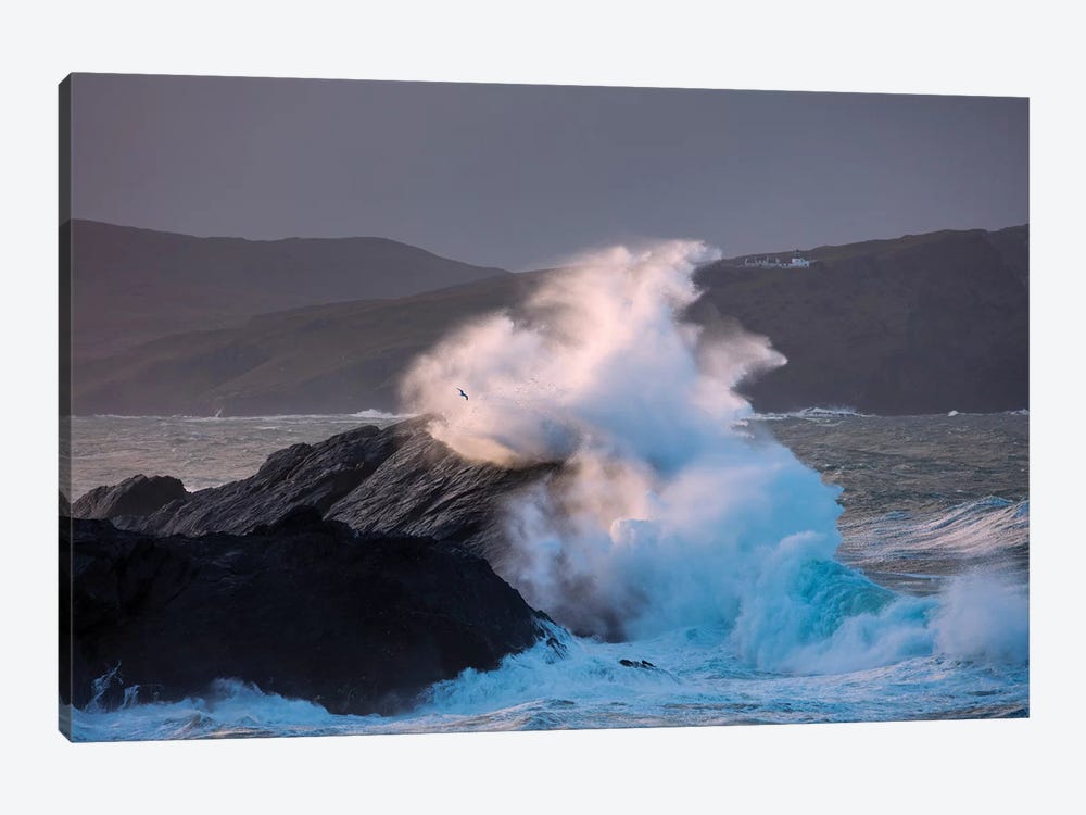 Storm Waves Beneath Clare Island Lighthouse, Achill Island, County Mayo, Ireland by Gareth McCormack 1-piece Canvas Print