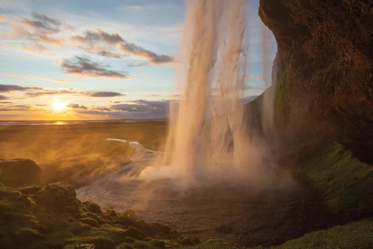 Sunset At Seljalandsfoss Waterfall, Iceland