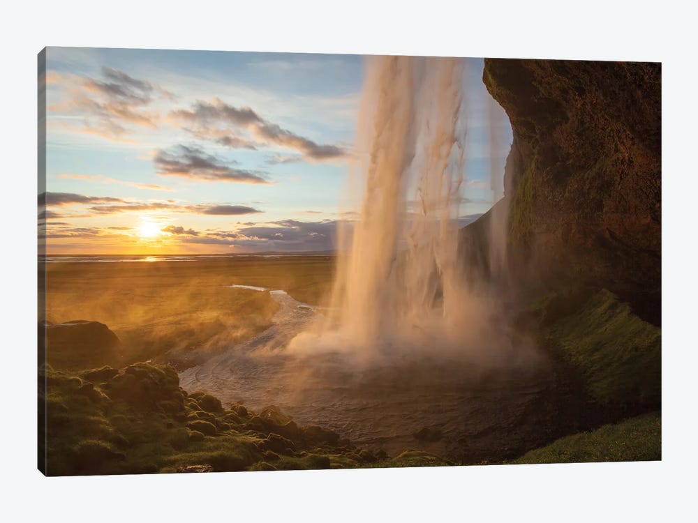 Sunset At Seljalandsfoss Waterfall, Iceland by Gareth McCormack 1-piece Canvas Wall Art