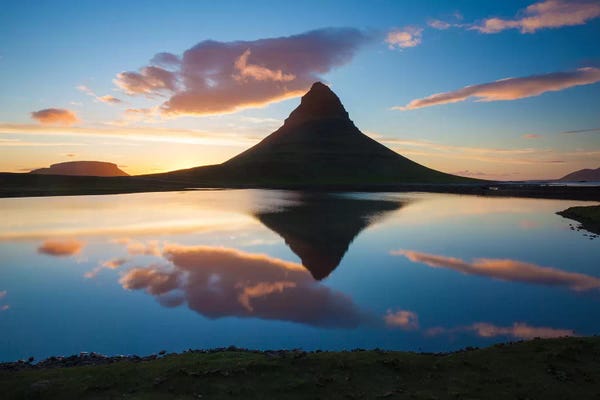 Kirkjufell: Sunset Reflection Of Kirkjufell Mountain, Iceland by Gareth McCormack