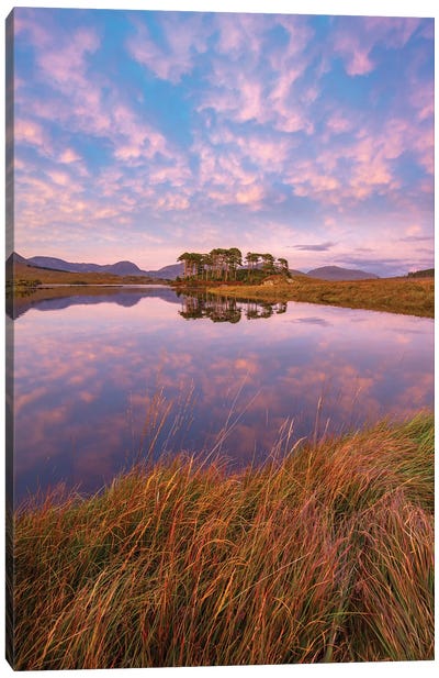 Sunset Reflections In Derryclare Lough I, Connemara, County Galway, Ireland Canvas Art Print - Galway