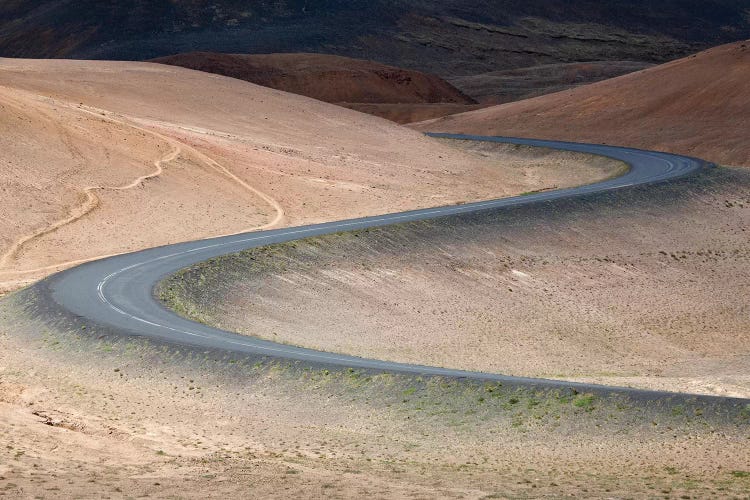 Switchbacks As The Ring Road Descends Volcanic Hills, Hverir, Myvatn, Iceland