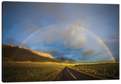 Road And Rainbow, Iceland Canvas Art Print - Iceland Art
