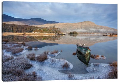 Killarney Lakes, Winter Morning II Canvas Art Print - Rowboat Art