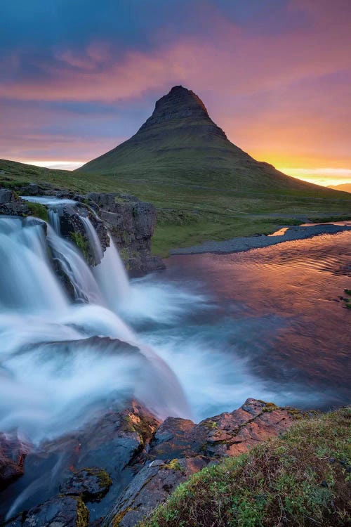 Dawn Over Kirkjufell And Kirkjufellsfoss I, Grundarfjordur, Snaefellsnes Peninsula, Vesturland, Iceland