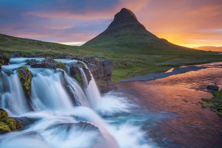 Dawn Over Kirkjufell And Kirkjufellsfoss II, Grundarfjordur, Snaefellsnes Peninsula, Vesturland, Iceland