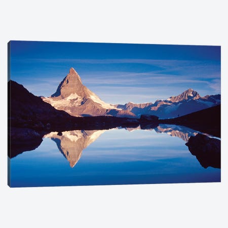 Dawn Reflection Of Matterhorn, Riffelsee, Canton Of Valais, Switzerland Canvas Print #GAR29} by Gareth McCormack Canvas Artwork