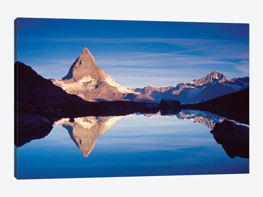 Dawn Reflection Of Matterhorn, Riffelsee, Canton Of Valais, Switzerland 1-piece Canvas Wall Art