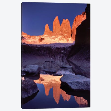 Dawn Reflection, Torres del Paine, Patagonia, Chile Canvas Print #GAR31} by Gareth McCormack Art Print