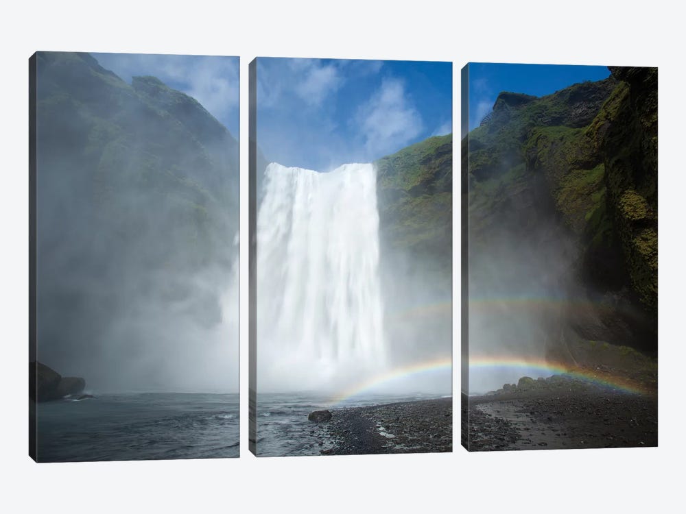 Double Rainbow, Skogafoss, Skogar, Sudurland, Iceland by Gareth McCormack 3-piece Canvas Print