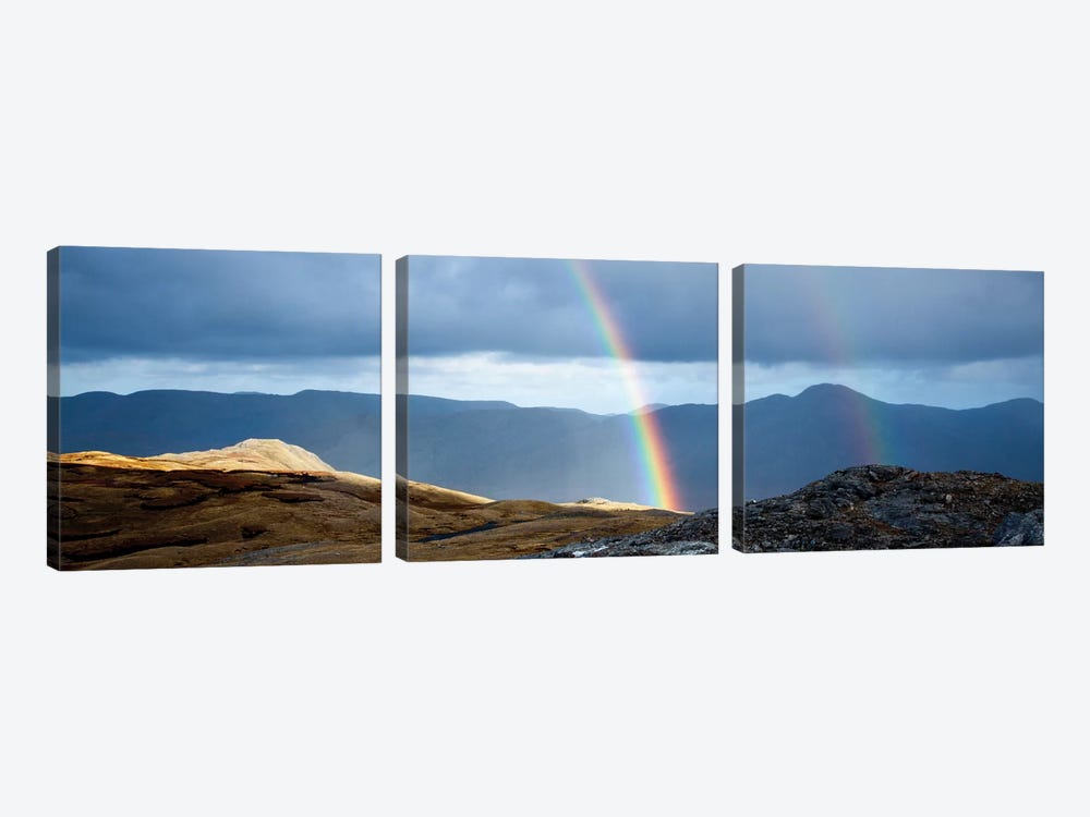 Double Rainbow, Twelve Bens, Connemara, County Galway, Connacht Province, Republic Of Ireland by Gareth McCormack 3-piece Canvas Artwork
