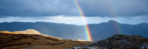 Rainbows: Double Rainbow, Twelve Bens, Connemara, County Galway, Connacht Province, Republic Of Ireland by Gareth McCormack