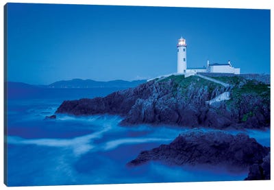 Dusk II, Fanad Head Lighthouse, County Donegal, Ulster Province, Republic Of Ireland Canvas Art Print - Sea & Sky