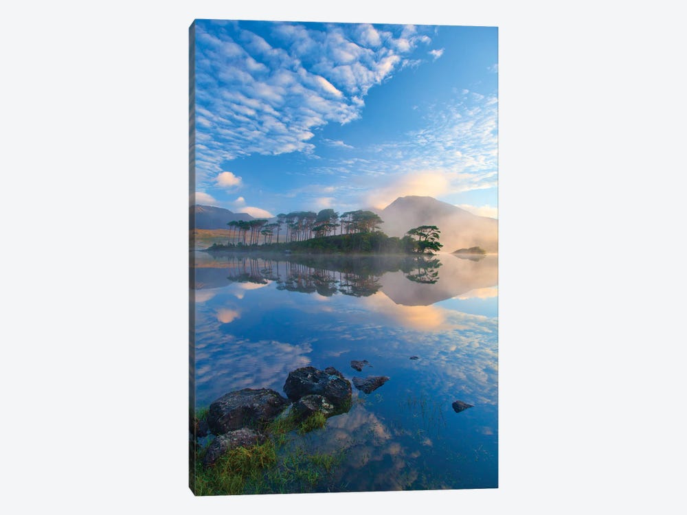 Misty Morning Reflection Of Twelve Bens II, Derryclare Lough, Connemara, County Galway, Connacht Province, Republic Of Ireland by Gareth McCormack 1-piece Canvas Wall Art