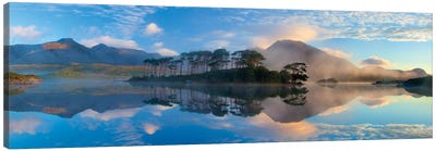 Misty Morning Reflection Of Twelve Bens III, Derryclare Lough, Connemara, County Galway, Connacht Province, Republic Of Ireland Canvas Art Print - Galway