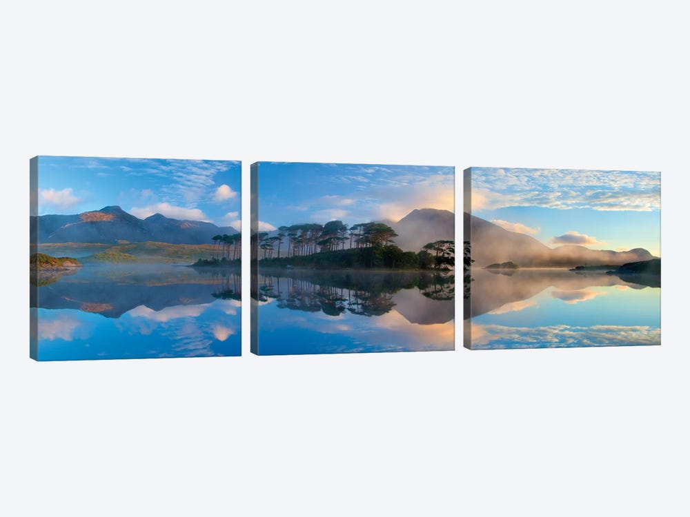 Misty Morning Reflection Of Twelve Bens III, Derryclare Lough, Connemara, County Galway, Connacht Province, Republic Of Ireland by Gareth McCormack 3-piece Art Print