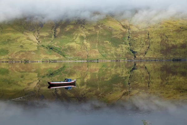 Canoes: Misty Reflection, Killary Harbour, Connemara, County Mayo, Connacht Province, Republic Of Ireland by Gareth McCormack