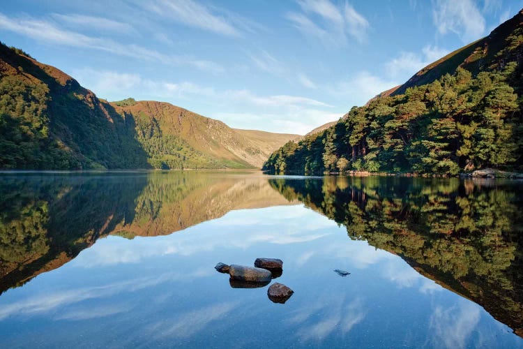 Morning Reflection, Upper Lake, Glendalough, County Wicklow, Leinster Province, Republic Of Ireland