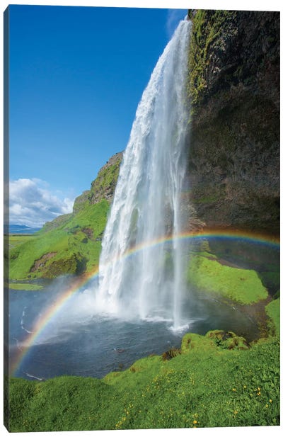 Rainbow II, Seljalandsfoss, Sudurland, Iceland Canvas Art Print - Spring Art