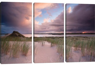 Sunset II, Dunes Of Enniscrone, County Sligo, Connacht Province, Republic Of Ireland Canvas Art Print - 3-Piece Beach Art