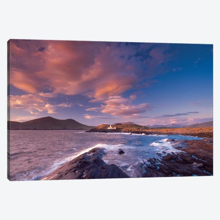 Sunset Over Cromwell Point Lighthouse, Valentia Island, County Kerry, Munster Province, Republic Of Ireland Canvas Print #GAR86} by Gareth McCormack Art Print