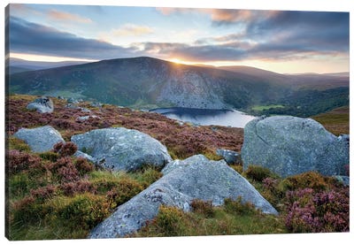 Sunset, Lough Tay, Wicklow Mountains, County Wicklow, Leinster Province, Republic Of Ireland Canvas Art Print