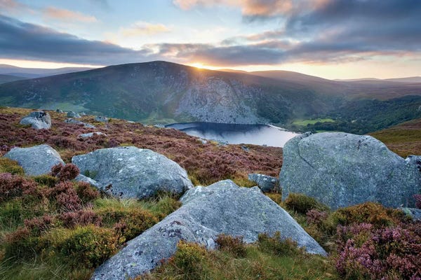 Lake Sunrises & Sunsets: Sunset, Lough Tay, Wicklow Mountains, County Wicklow, Leinster Province, Republic Of Ireland by Gareth McCormack