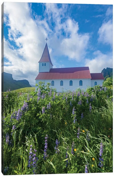 Town Church I, Vik I Myrdal, Sudurland, Iceland Canvas Art Print - Churches & Places of Worship