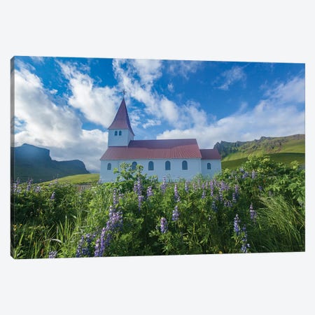 Town Church II, Vik I Myrdal, Sudurland, Iceland Canvas Print #GAR96} by Gareth McCormack Canvas Artwork