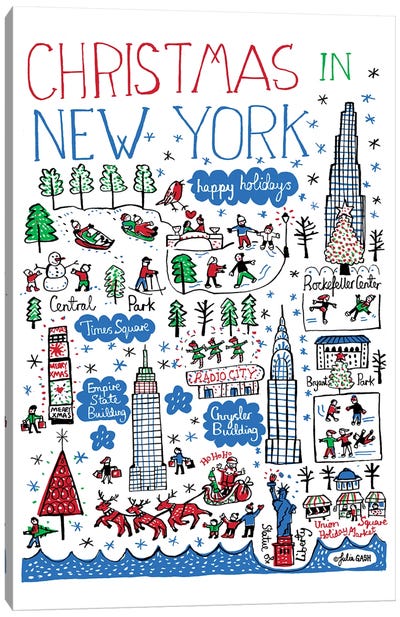 New York Christmas Canvas Art Print - Famous Monuments & Sculptures