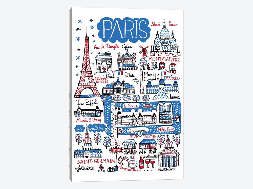Paris by Julia Gash 1-piece Canvas Print