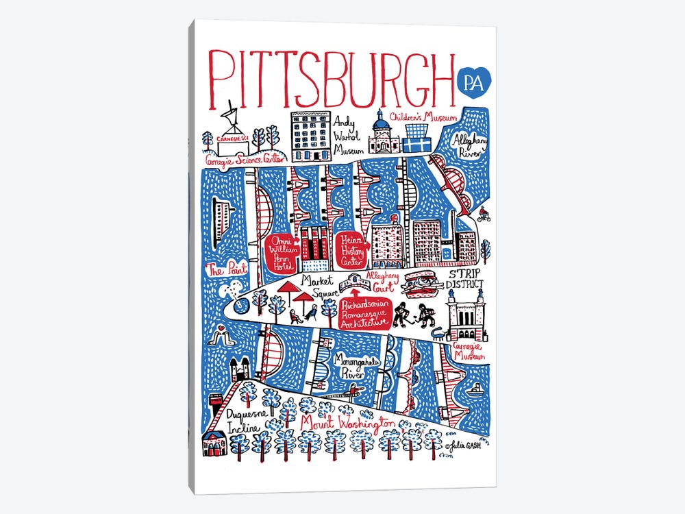 Pittsburgh by Julia Gash 1-piece Canvas Art Print