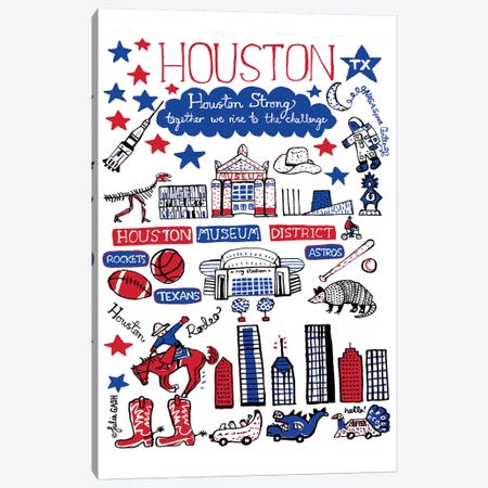 Houston Canvas Print #GAS30} by Julia Gash Canvas Wall Art