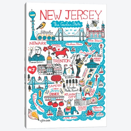 New Jersey Statescape Canvas Print #GAS52} by Julia Gash Canvas Wall Art